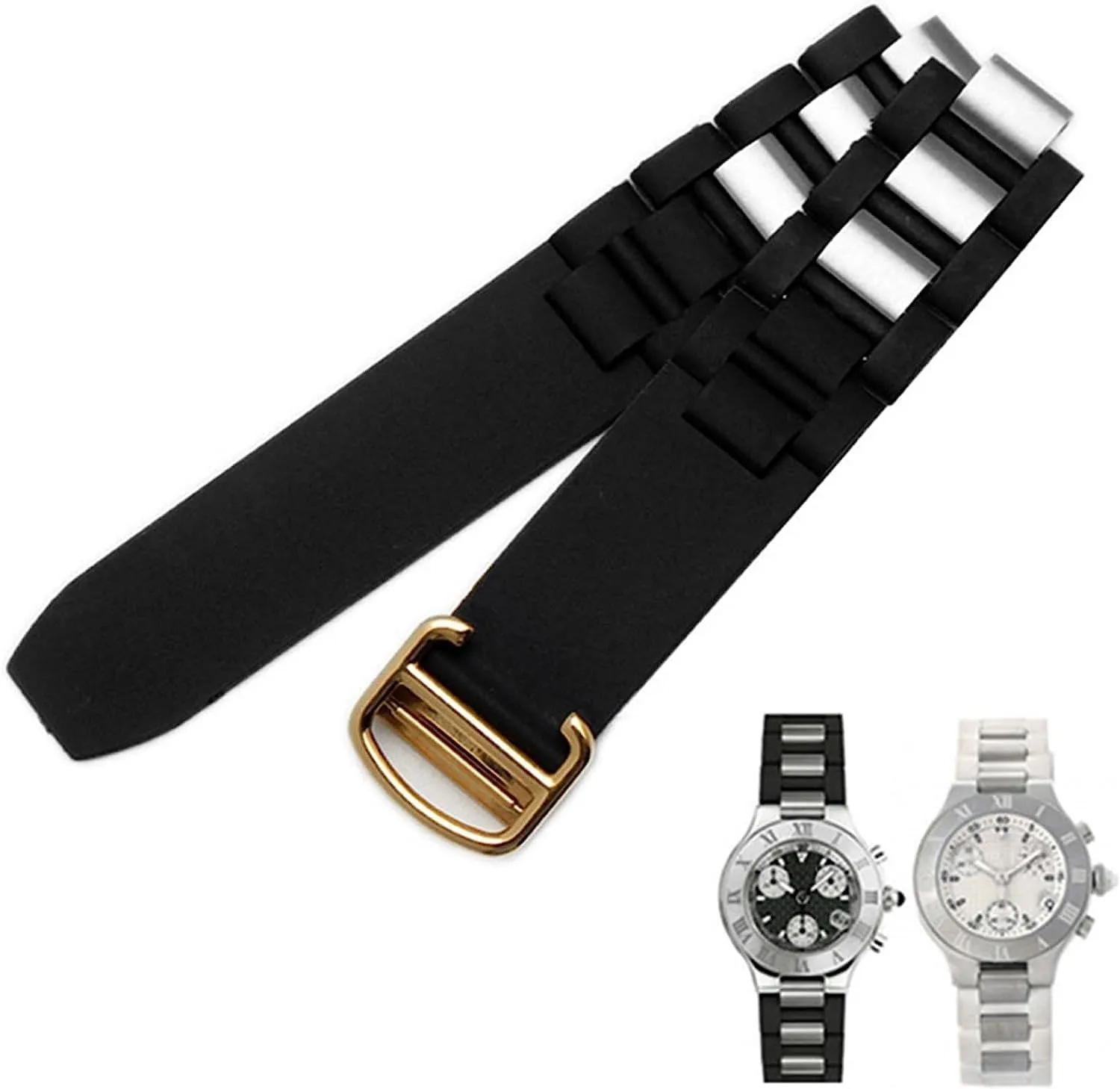 20 * 10mm Silicone Strap For Cartier 21st Century Convex Waterproof Watchband Watch Chain Accessories