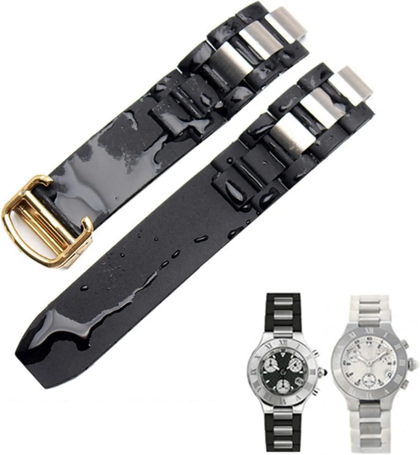 20 * 10mm Silicone Strap For Cartier 21st Century Convex Waterproof Watchband Watch Chain Accessories
