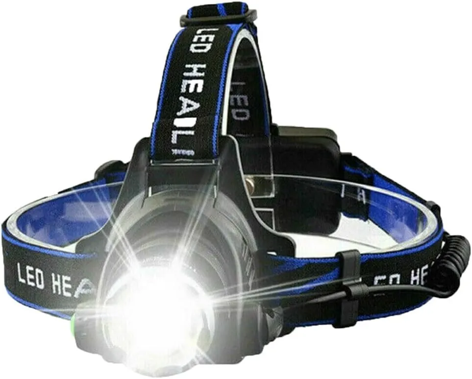 20000 Lumen Headlamp Rechargeable 18650 Headlight XML T6 Zoomable Lights LED Head Light Adjustable Waterproof 4 Modes for Outdoor, Camping, Hiking, Hunting