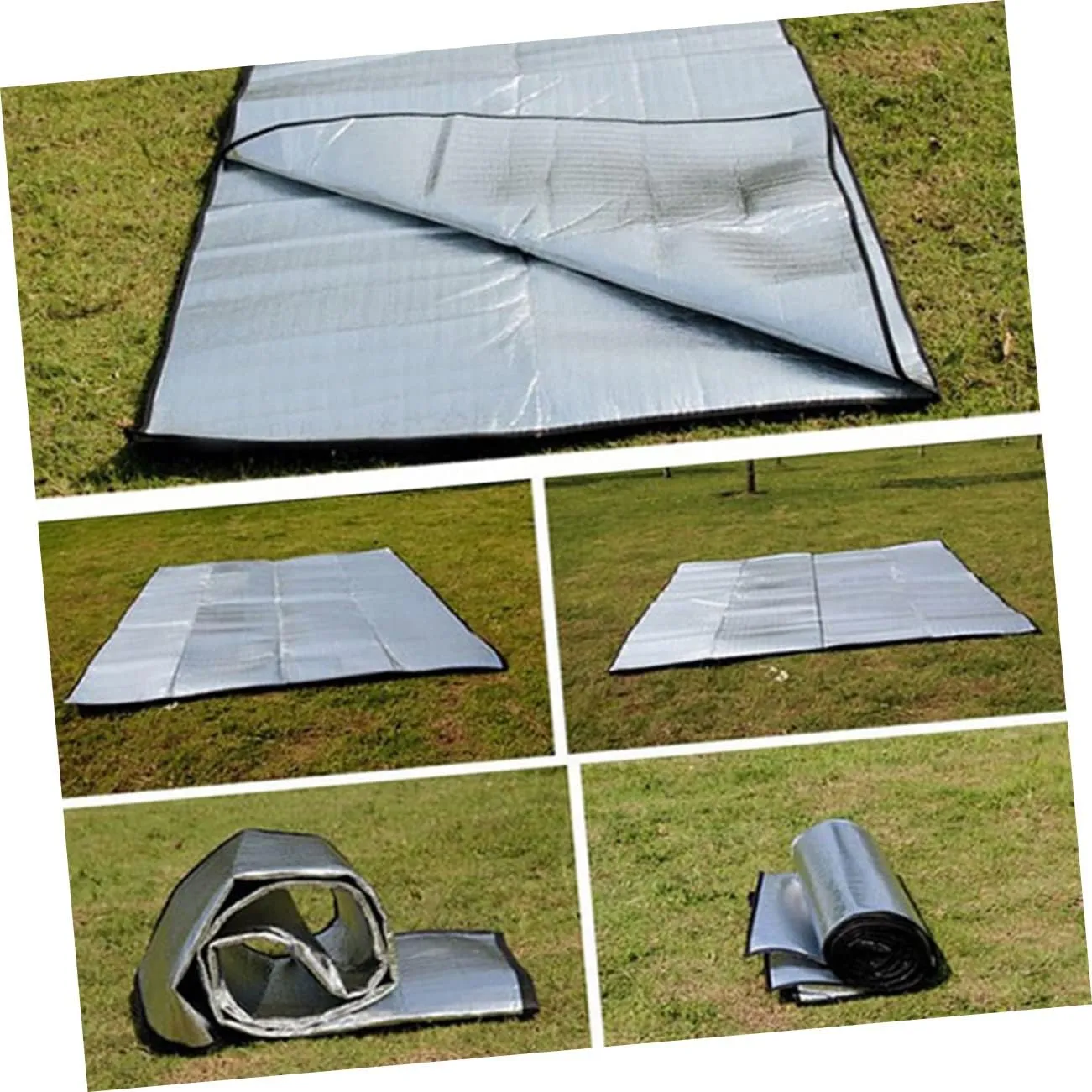 200x150cm Camping Sleeping Pad Waterproof Aluminum Foil Folding Mat for Outdoor Kneeler Double-Sided Protection Eva Material
