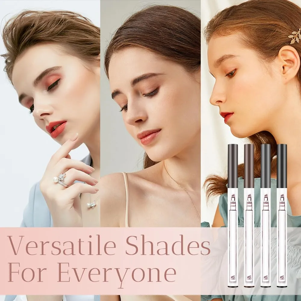 2025 New Waterproof Eyebrow Pencil with Micro-fork Tip, 3D Waterproof Microblading Eyebrow Pen 4 Fork Tip Tattoo Pencil, Eye Brow Pencils Makeup Long Lasting Fine Stroke Pencils (Black)