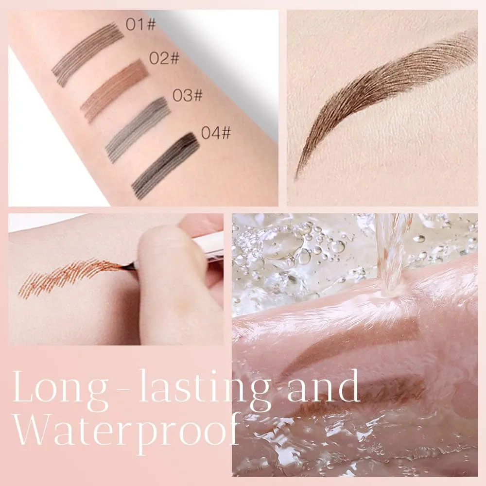 2025 New Waterproof Eyebrow Pencil with Micro-fork Tip, 3D Waterproof Microblading Eyebrow Pen 4 Fork Tip Tattoo Pencil, Eye Brow Pencils Makeup Long Lasting Fine Stroke Pencils (Black)