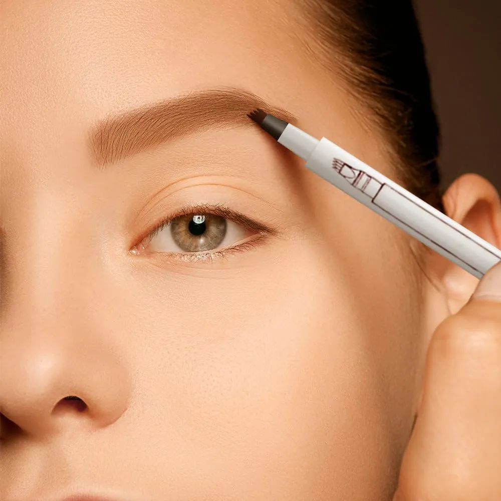 2025 New Waterproof Eyebrow Pencil with Micro-fork Tip, 3D Waterproof Microblading Eyebrow Pen 4 Fork Tip Tattoo Pencil, Eye Brow Pencils Makeup Long Lasting Fine Stroke Pencils (Black)