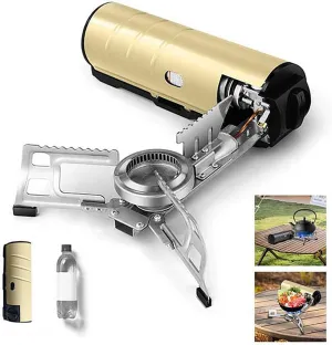 2025 Portable Camping Stove, Foldable Cassette Stove, 2600W Butane Gas Stove, Adjustable Firepower, Backpacking Stove with Storage Bag, for Indoor Outdoor