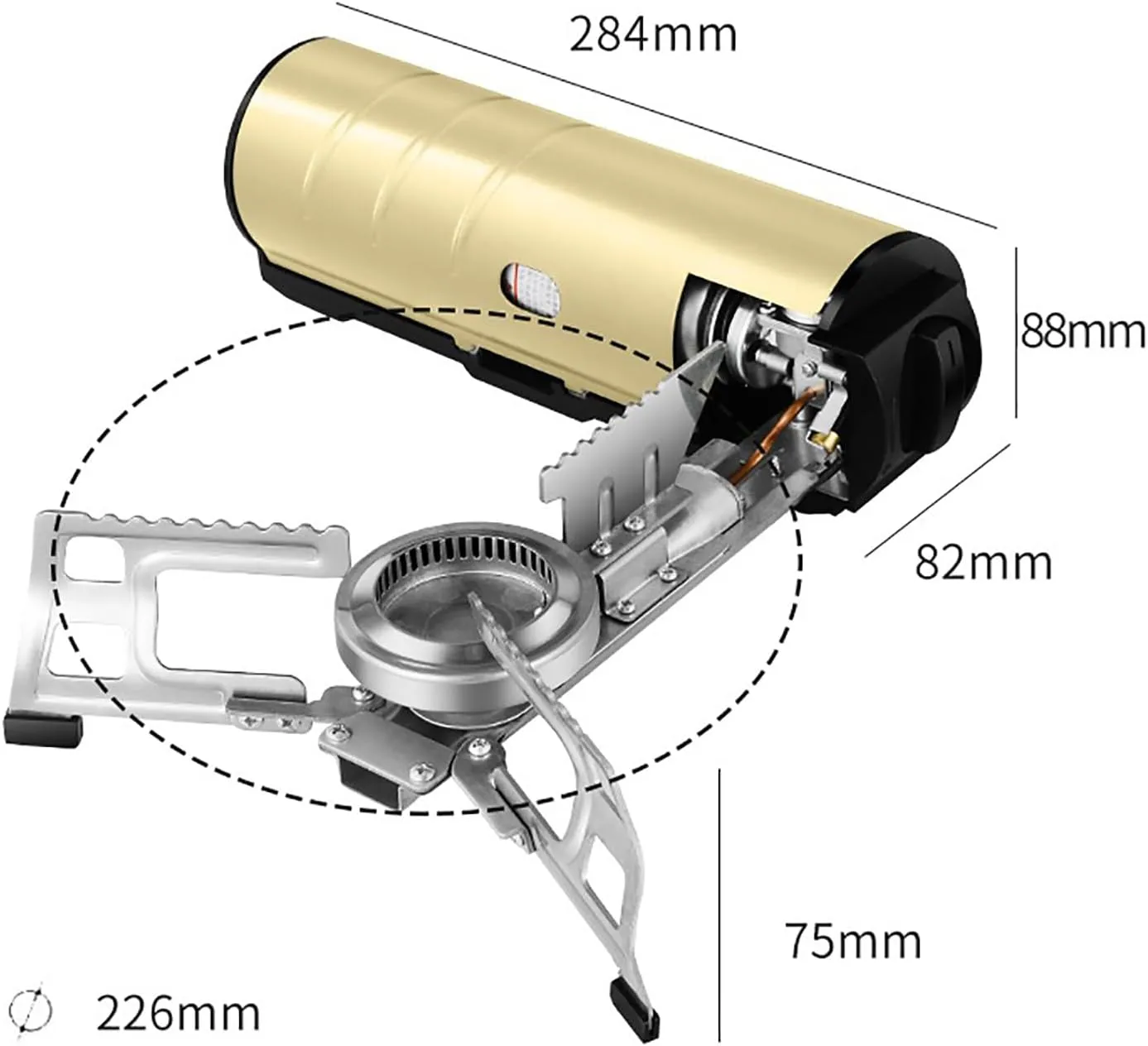 2025 Portable Camping Stove, Foldable Cassette Stove, 2600W Butane Gas Stove, Adjustable Firepower, Backpacking Stove with Storage Bag, for Indoor Outdoor