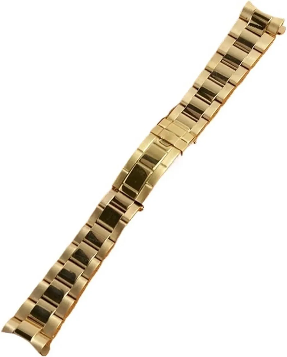 20mm Curved End Oyster Stainless Steel Solid Bracelet Watch Strap