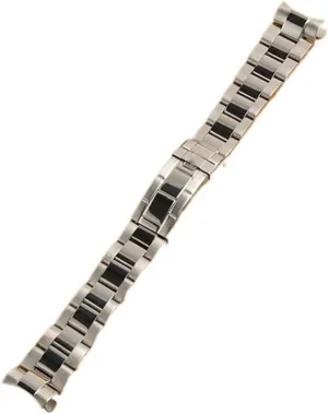 20mm Curved End Oyster Stainless Steel Solid Bracelet Watch Strap