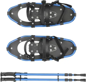 21 Inch Snowshoes & Trekking Poles Bundle with Adjustable Binding, Carry Bag for Men, Women, and Youth, Durable All Terrain Light Weight Snowshoes (Blue Black)