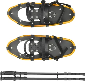 21 Inch Snowshoes & Trekking Poles Bundle with Adjustable Binding, Carry Bag for Men, Women, and Youth, Durable All Terrain Light Weight Snowshoes (Gold Black)