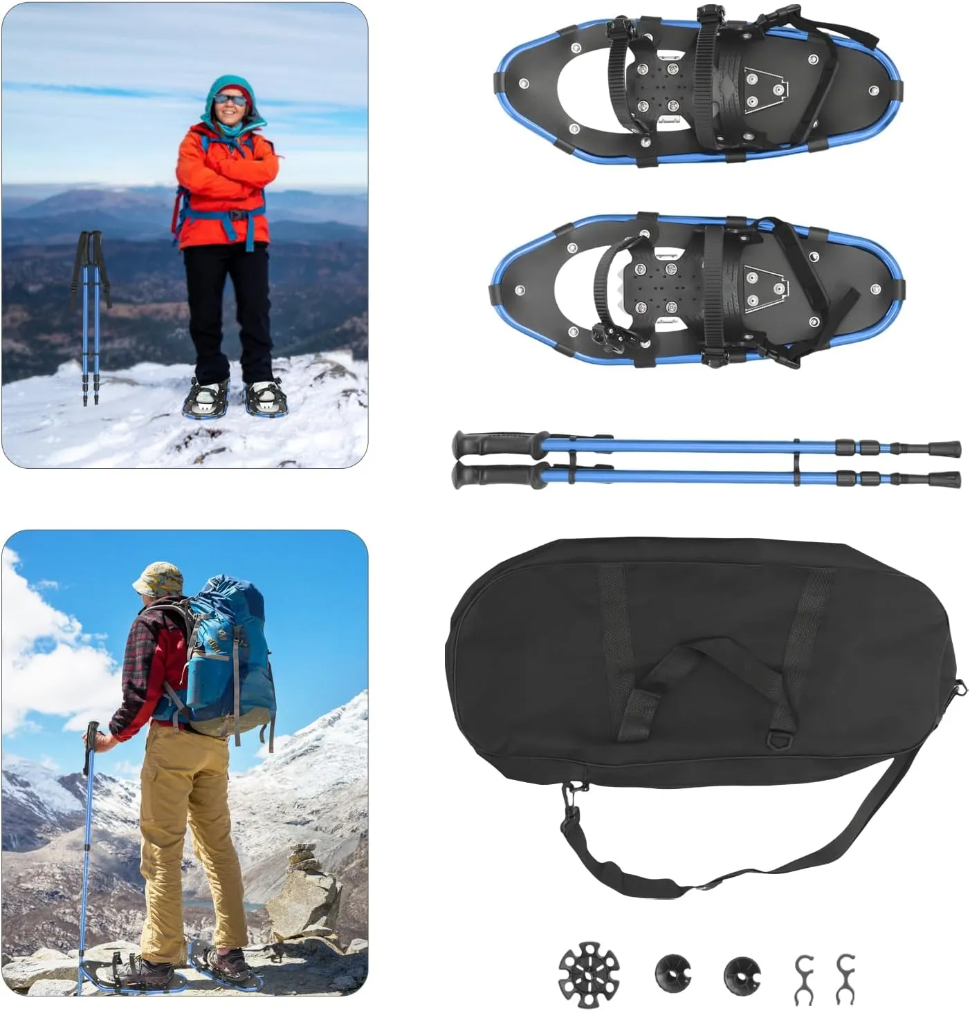 21 Inch Snowshoes for Men, Women, and Youth, Mens Snow Shoes for Women with Adjustable Trekking Poles and Carry Bag, 154LBS Load Capacity