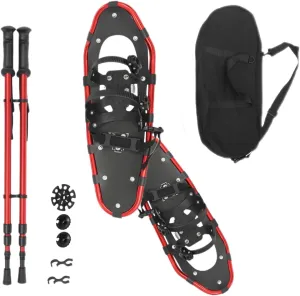 21/25 Inch Light Weight Snowshoes for Women Men Youth, Aluminum Terrain Snowshoes with Trekking Poles and Carrying Bag, Lightweight All Terrain Snowshoes for Women