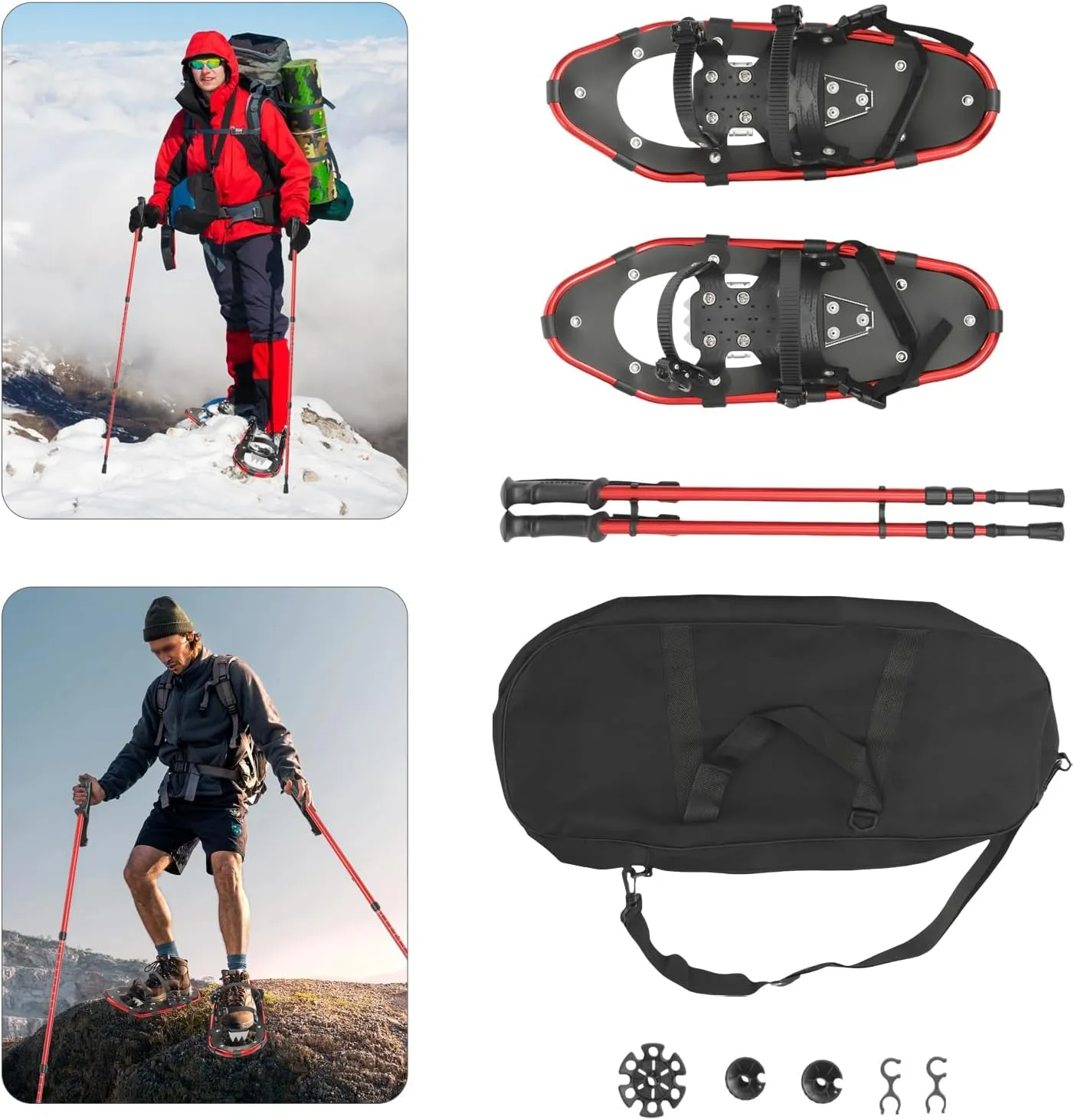 21/25 Inch Light Weight Snowshoes for Women Men Youth, Aluminum Terrain Snowshoes with Trekking Poles and Carrying Bag, Lightweight All Terrain Snowshoes for Women
