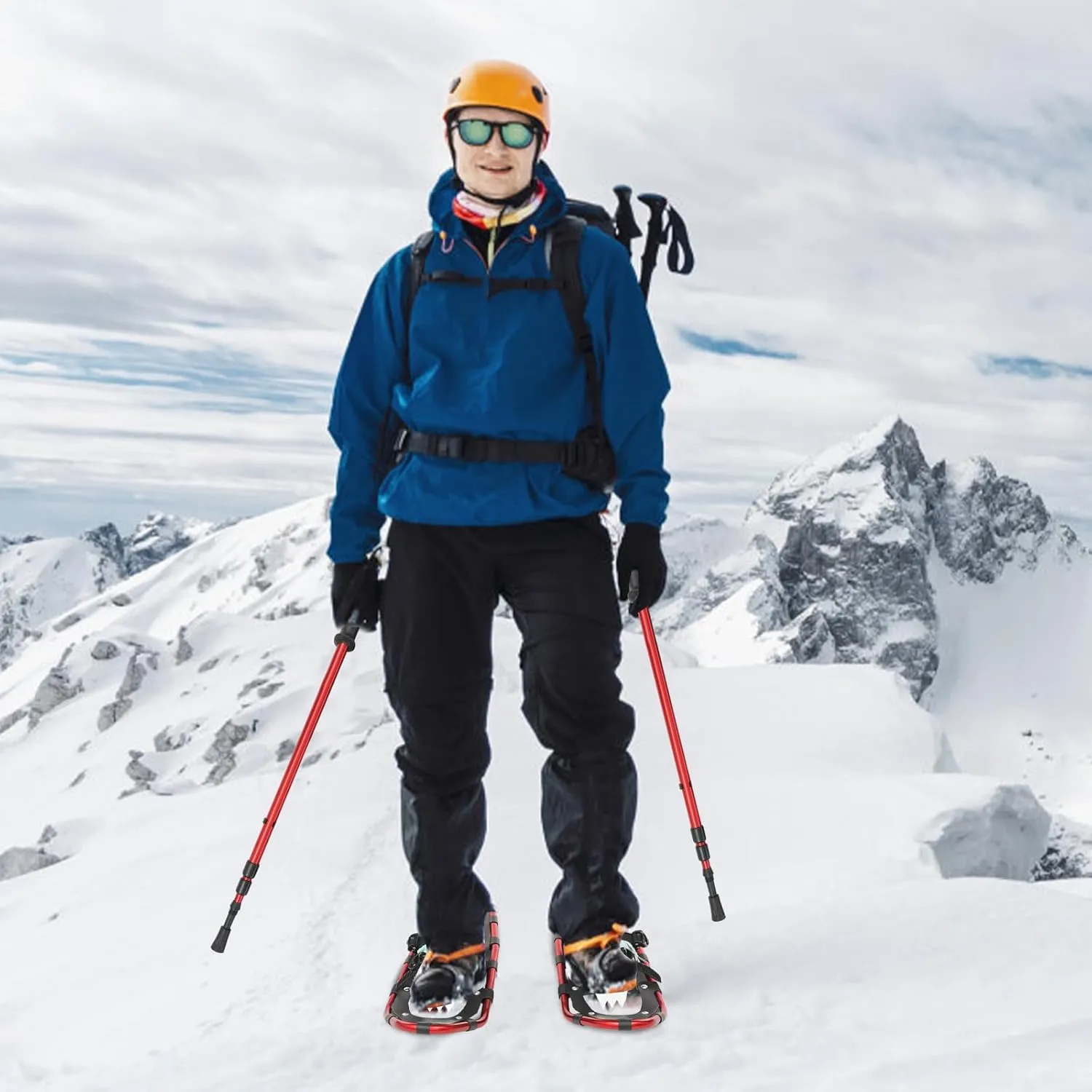 21/25 Inch Snowshoes & Trekking Poles Bundle for Men, Women, and Youth-Lightweight All Terrain Aluminum Snow Shoes w/Adjustable Binding, 3-Section Ttelescopic Poles and Carry Bag