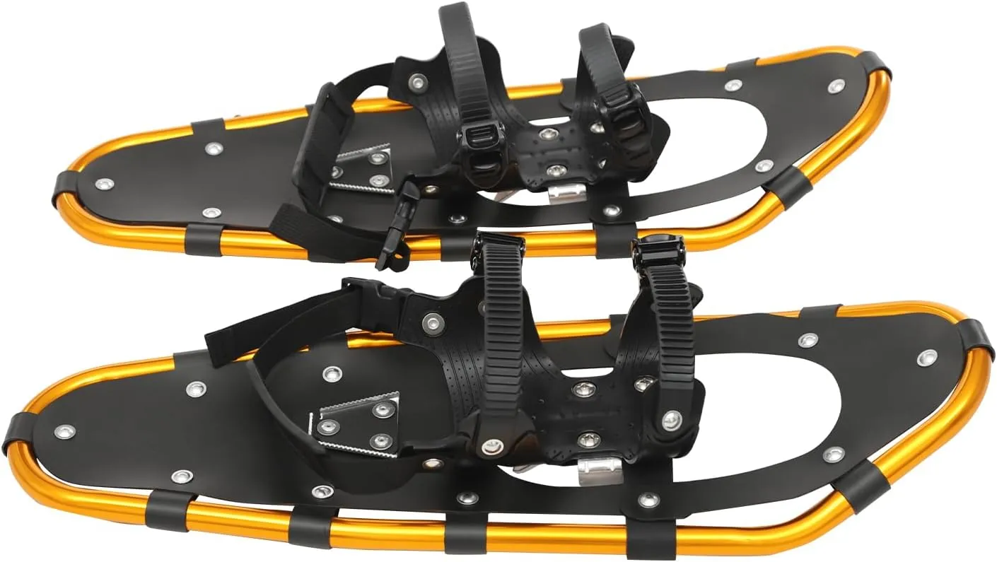 21/25/ Inches Lightweight Snowshoes 3-in-1 Aluminum All-Terrain Snow Shoes Kit with Steel Toe Crampons, and Heel Lifters for Winter Hiking for Adults Men Women