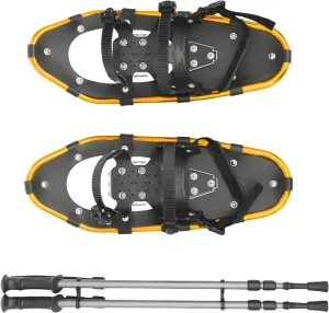 21/25 Inches Snowshoes for Men Women Youth, Light Weight Aluminum Terrain Snowshoes with Adjustable Trekking Poles and Carrying Bag Snowshoes Bundle for Adults