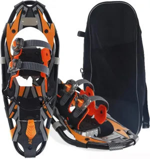 21/25/30 Inches Light Weight Snowshoes for Women Men Youth, Set with Trekking Poles, Carrying Bag,with Adjustable Ratchet Bindings,Heel Lift, Toe Box,Yellow,76X24cm