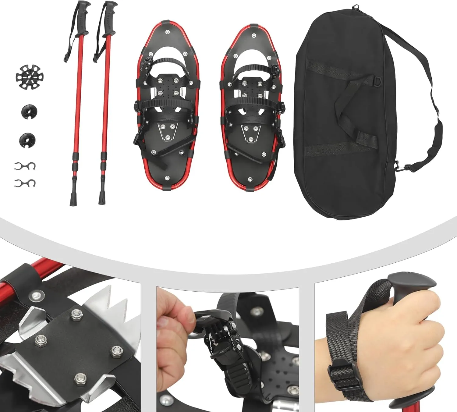21In Snowshoes, Snowshoes for Men Women Youth, Light Weight Aluminum Snow Shoes with Trekking Poles, Snowshoes and Carrying Bag