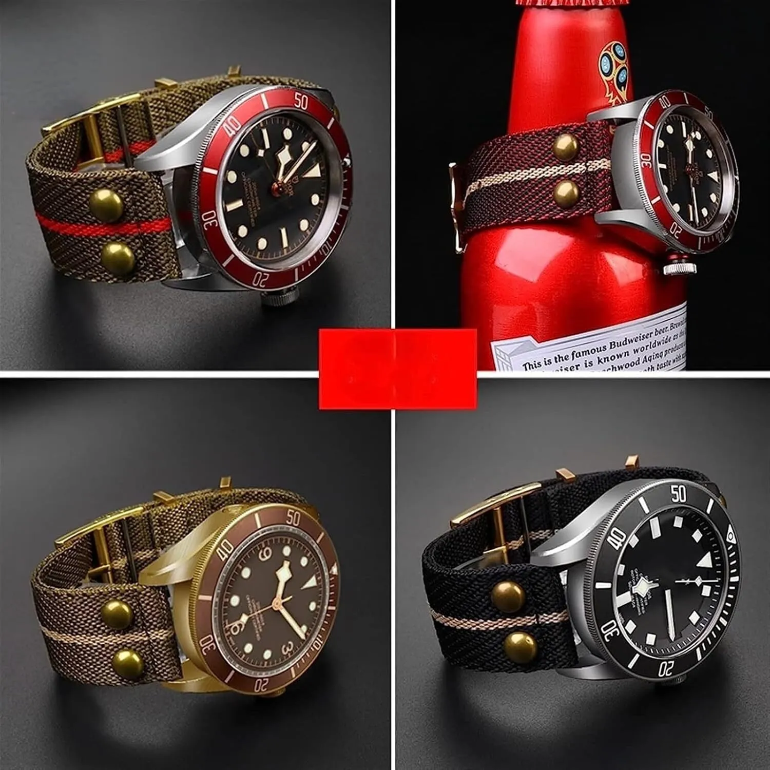 22mm Nylon Canvas Strap For Tudor Fabric WatchBand Rivet Wrist Strap