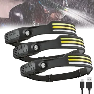 230° Ultra-Light Motion-Sensing Headlamp, 2025 New Rechargeable Headlamp, Rechargeable LED Headband Wide Beam Head Lamp LED with Motion Sensor (3Pcs)