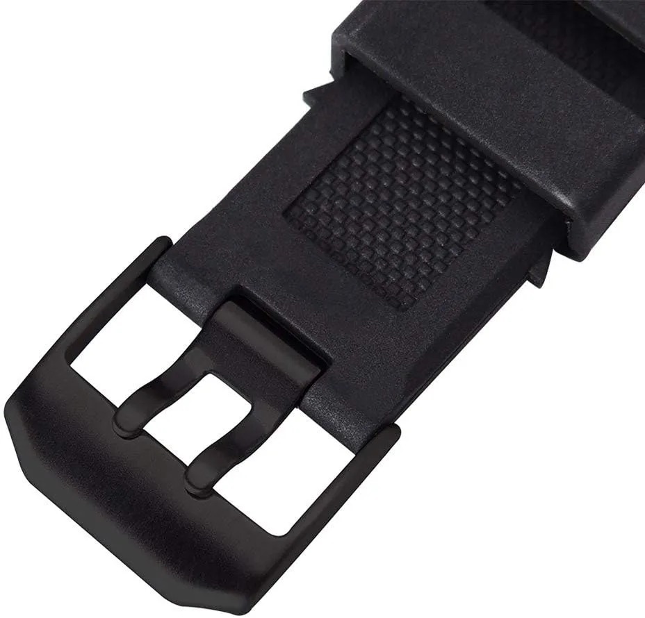 23mm Rubber Watch Strap Fits 3050 8800 3950 Series Silicone Replacement Band with Black/Silver Buckle Waterproof (Black - Black Buckle)