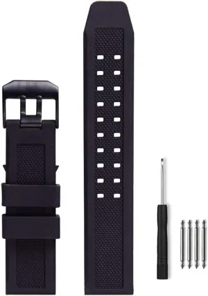 23mm Rubber Watch Strap Fits 3050 8800 3950 Series Silicone Replacement Band with Black/Silver Buckle Waterproof (Black - Black Buckle)