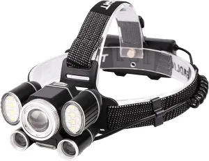 24 LED Rechargeable Headlamp,Zoomable Waterproof Headlamp with USB Cable,9 Light Modes Head Torch with Red/Blue Light, for Camping Fishing
