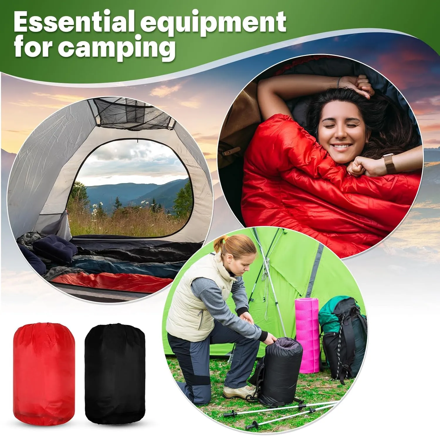 24 Pcs Sleeping Bags for Adults Bulk Lightweight Waterproof Backpacking Camping Sleeping Bag with Compression Sack, Portable Compact for Hunting Hiking Outdoor Camping Essential