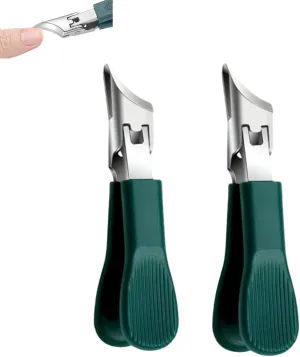 25° Beveled Edge Nail Clippers, Three-Piece Eagle-Beak Diagonal Nail Clipper Set, Edgy Nail Clipper, Straight Nail Clipper, Clipper Grips (2Green)