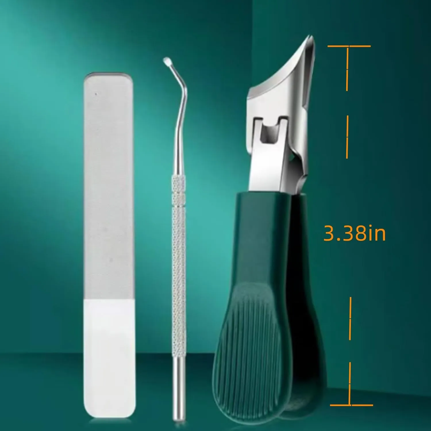 25° Beveled Edge Nail Clippers, Three-Piece Eagle-Beak Diagonal Nail Clipper Set, Edgy Nail Clipper, Straight Nail Clipper, Clipper Grips (2Green)