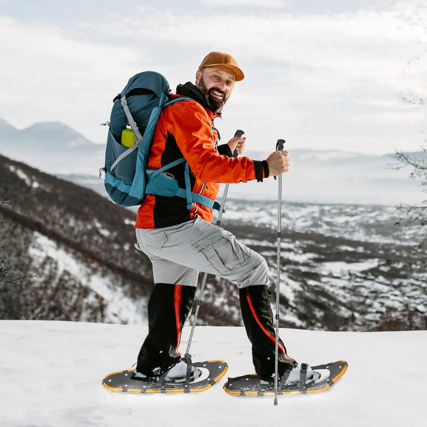 25 Inch Lightweight Snow Shoes, Aluminum Snowshoes for Men Women Youth Easy to Wear Snowshoes with Adjustable Trekking Poles and Carrying Tote Bag