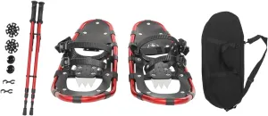 25 Inch Snowshoes with Adjuatable Trekking Poles and Carrying Bag, Snowshoes with Serrated Claw, 3-Section Telescopic Hiking Poles, Lightweight Aluminum, Snowshoes for Adults Men Women
