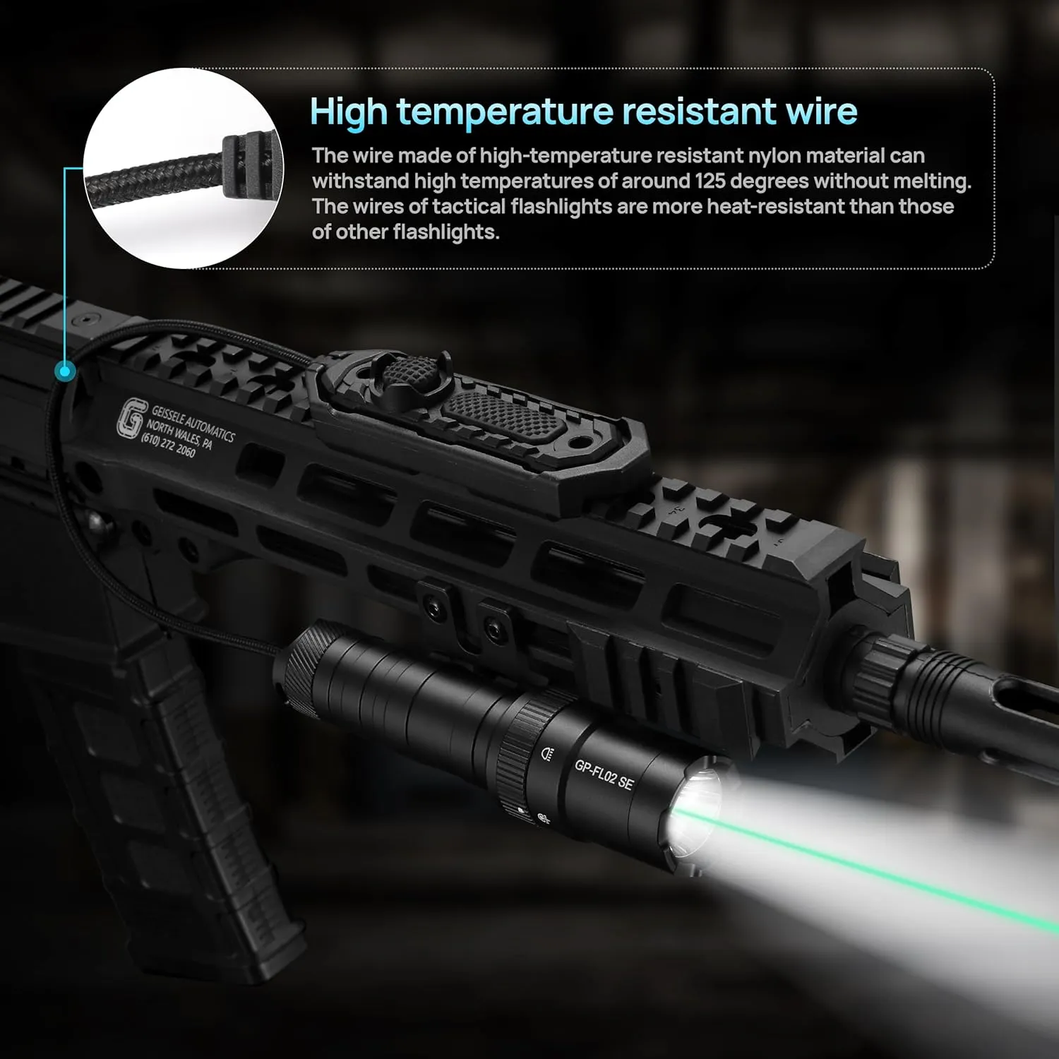 2500 Lumen Tactical Flashlight, Aircraft Aluminum LED Weapon Light, MLOK Laser Light for Rail Mount, Rifle Flashlight with Momentary Strobe Function, Long Gun Light with Remote Switch