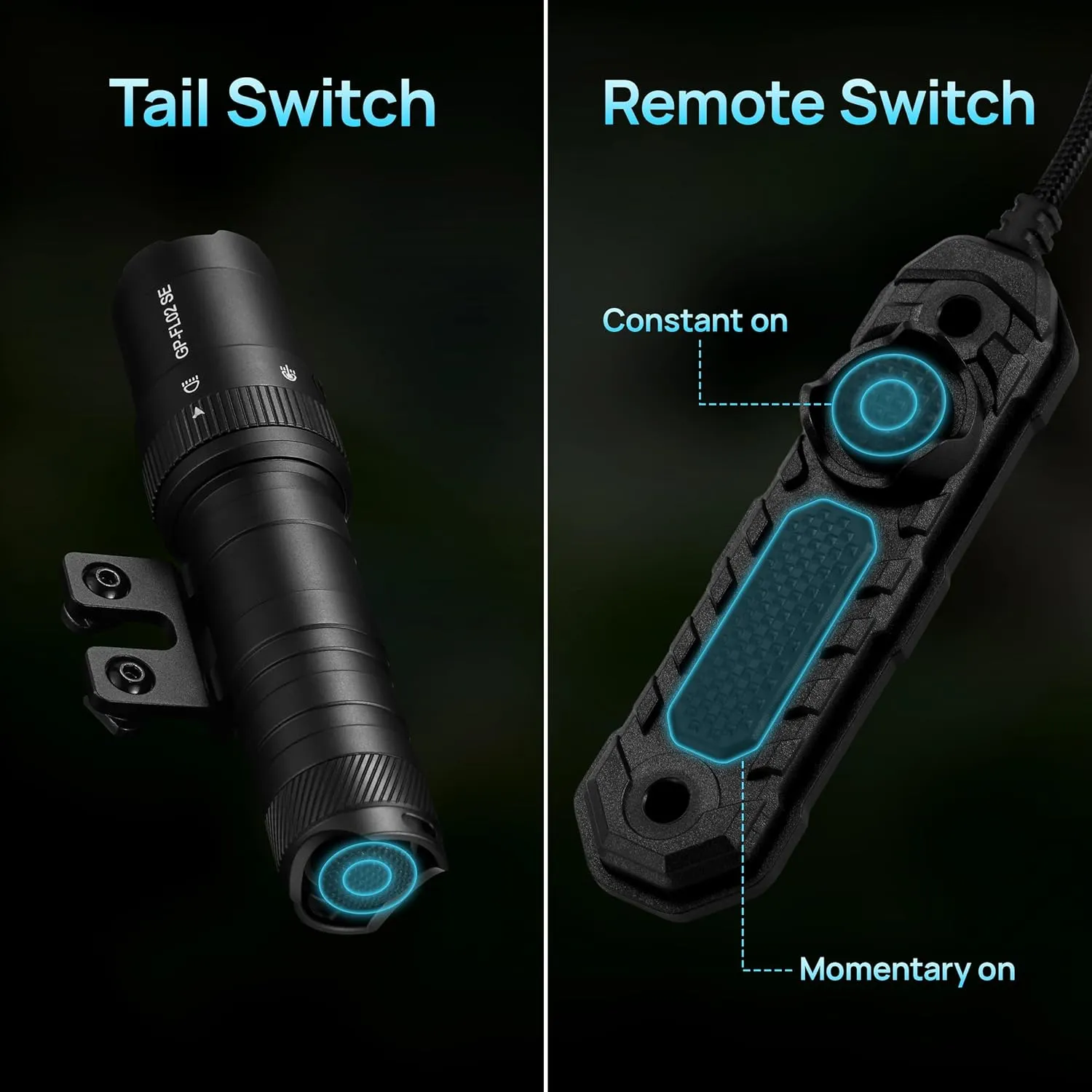 2500 Lumen Tactical Flashlight, Aircraft Aluminum LED Weapon Light, MLOK Laser Light for Rail Mount, Rifle Flashlight with Momentary Strobe Function, Long Gun Light with Remote Switch