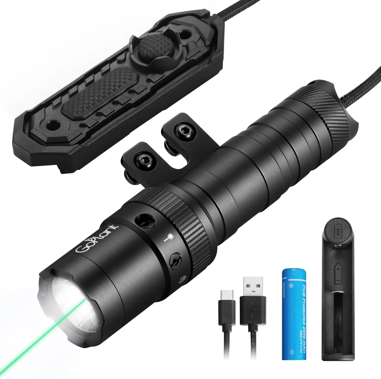 2500 Lumen Tactical Flashlight, Aircraft Aluminum LED Weapon Light, MLOK Laser Light for Rail Mount, Rifle Flashlight with Momentary Strobe Function, Long Gun Light with Remote Switch