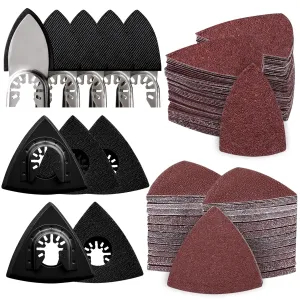 260pcs Oscillating Tool Sanding Pads Kit, 5pcs Triangle Sanding Pads and 5pcs Finger Sanding Pad, 250pcs Multitool Sandpaper Set, Multi Tool Sanding Attachment Fit for Finishing Wood