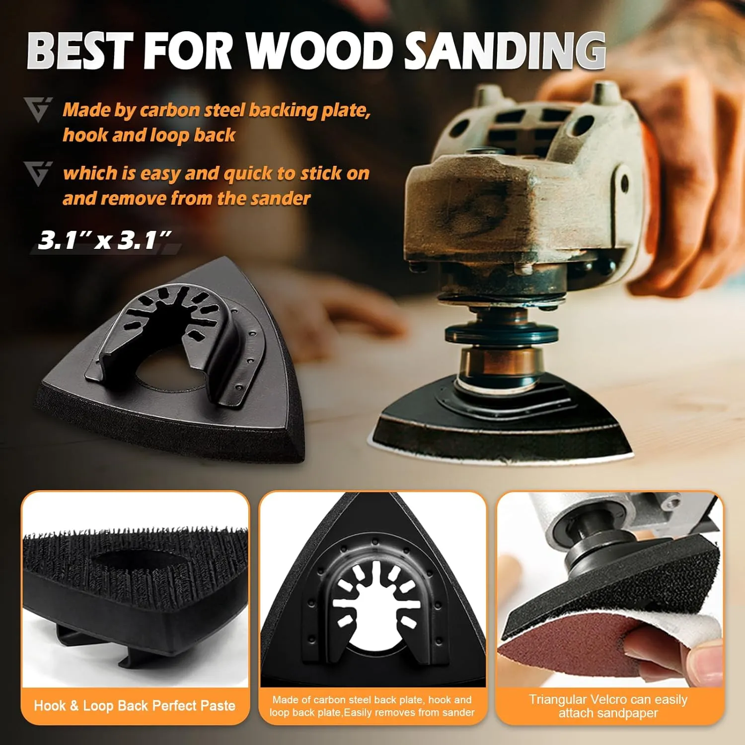 260pcs Oscillating Tool Sanding Pads Kit, 5pcs Triangle Sanding Pads and 5pcs Finger Sanding Pad, 250pcs Multitool Sandpaper Set, Multi Tool Sanding Attachment Fit for Finishing Wood