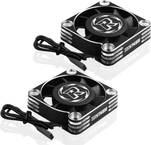 2Pack 16000RPM RC Motor Cooling Fan 40mm 8.5V Aluminum RC Fans Replacement Parts for Diameter 40-50mm Motor Heatsink for 1:8 1:5 Scale RC Car Turck (Silver Black)