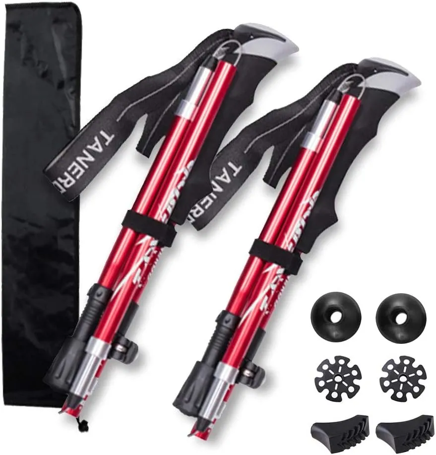 2pc Ultralight Collapsible Trekking Pole - Aluminum 7075 Hiking Walking Stick, Adjustable Stick Pole for Hiking, Walking, Camping, Mountaining, Backpacking, Trekking/for Men, Women