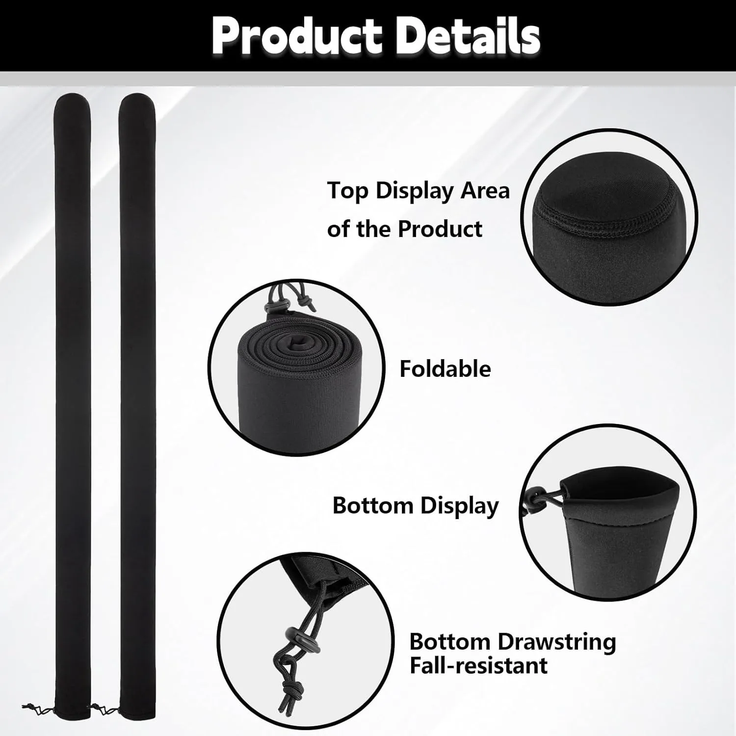 2pcs Boat Trailer Guide Pole Covers,Universal Adjustable Cushion Fillet Neoprene Accessories Trailers Protective Cover,Duty MarineTrailers Poles Cover for Ski,Fishing Boat or Sailboat Trailer