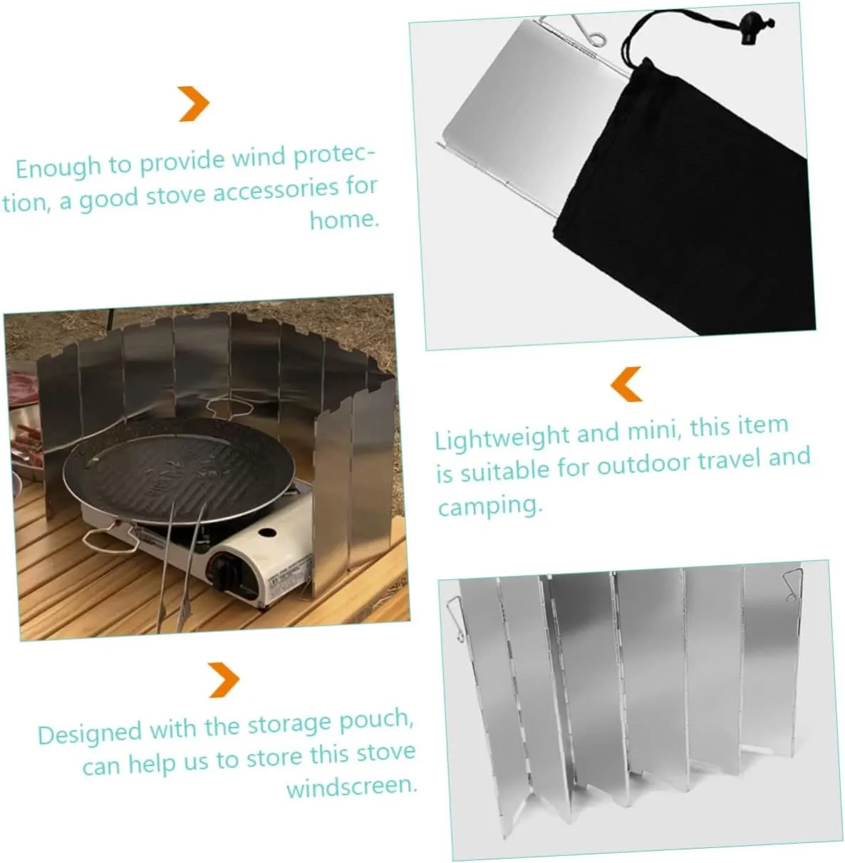 2pcs Camping Windshield Aluminum Alloy Fold Outdoor Stove