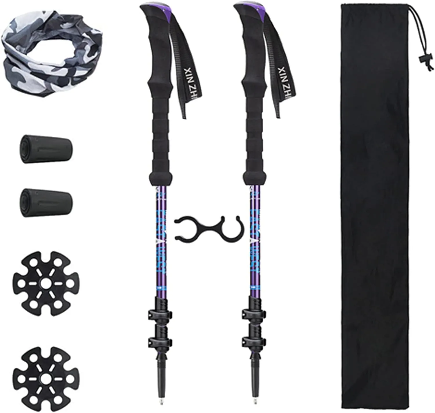 2PCS Trekking Poles, Adjustable Height Hiking Trekking Poles, Quick-Locking System, Sturdy, Earthquake-Resistant Outdoor Trekking Poles (Purple)