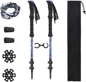 2PCS Trekking Poles, Adjustable Height Hiking Trekking Poles, Quick-Locking System, Sturdy, Earthquake-Resistant Outdoor Trekking Poles (Purple)