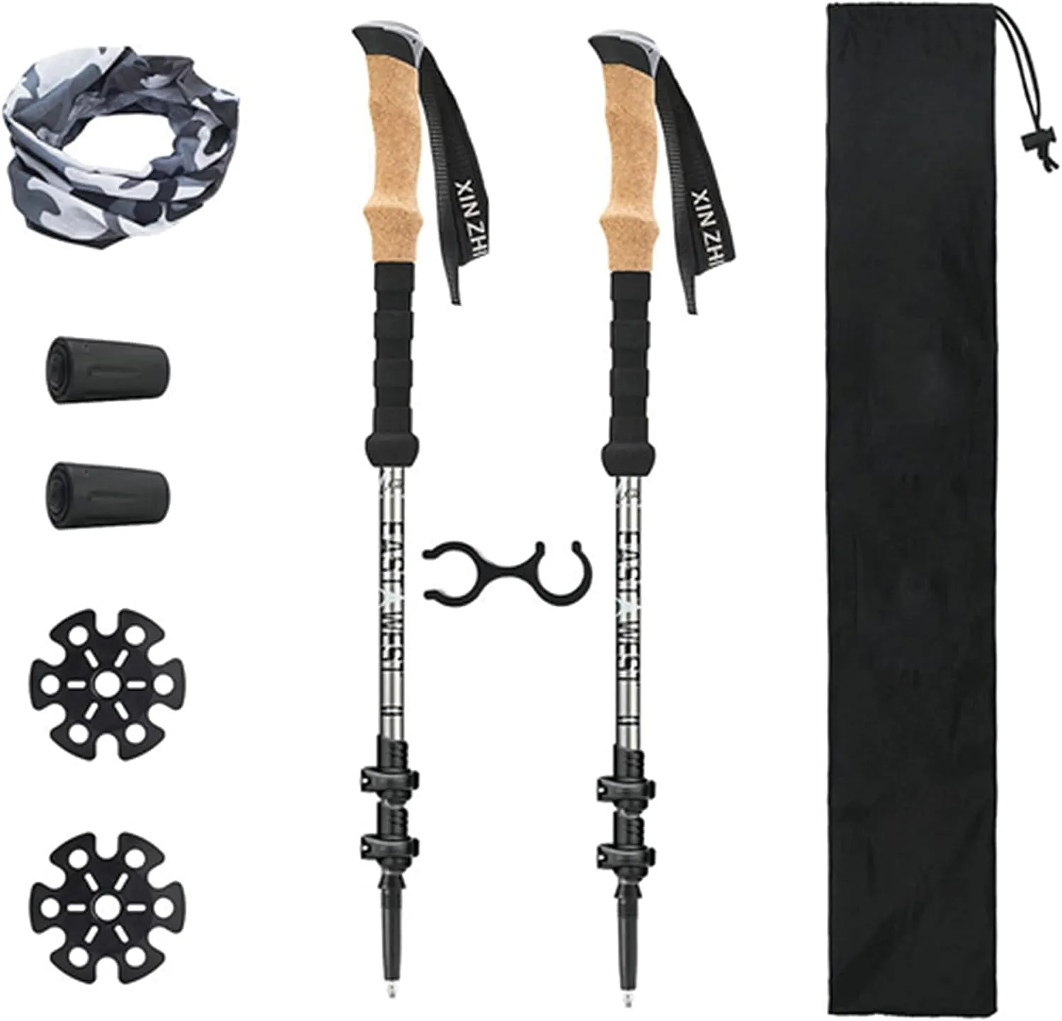 2PCS Trekking Poles, Adjustable Height Hiking Trekking Poles, Quick-Locking System, Sturdy, Earthquake-Resistant Outdoor Trekking Poles (Silver)