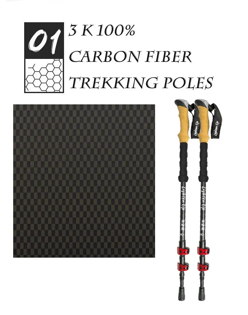 2Pcs Ultra-Light Telescopic Trekking Poles: Folding Aluminum/Carbon