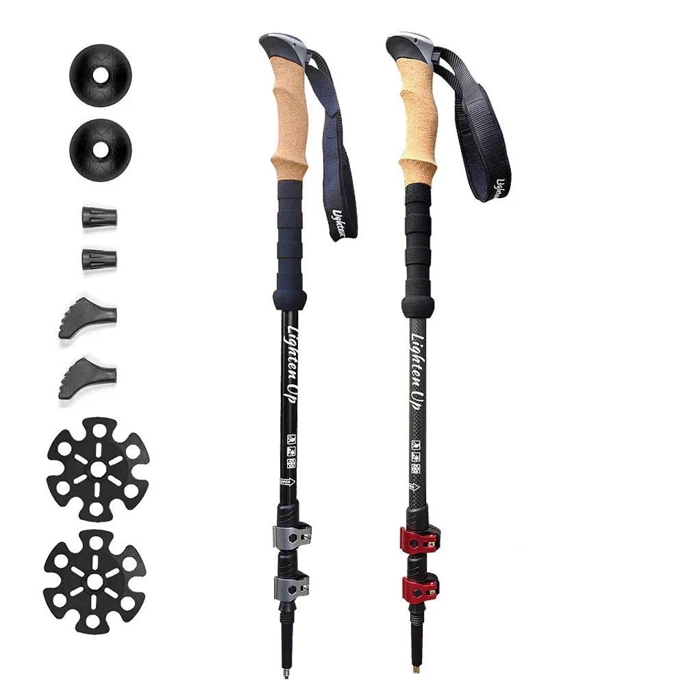 2Pcs Ultra-Light Telescopic Trekking Poles: Folding Aluminum/Carbon