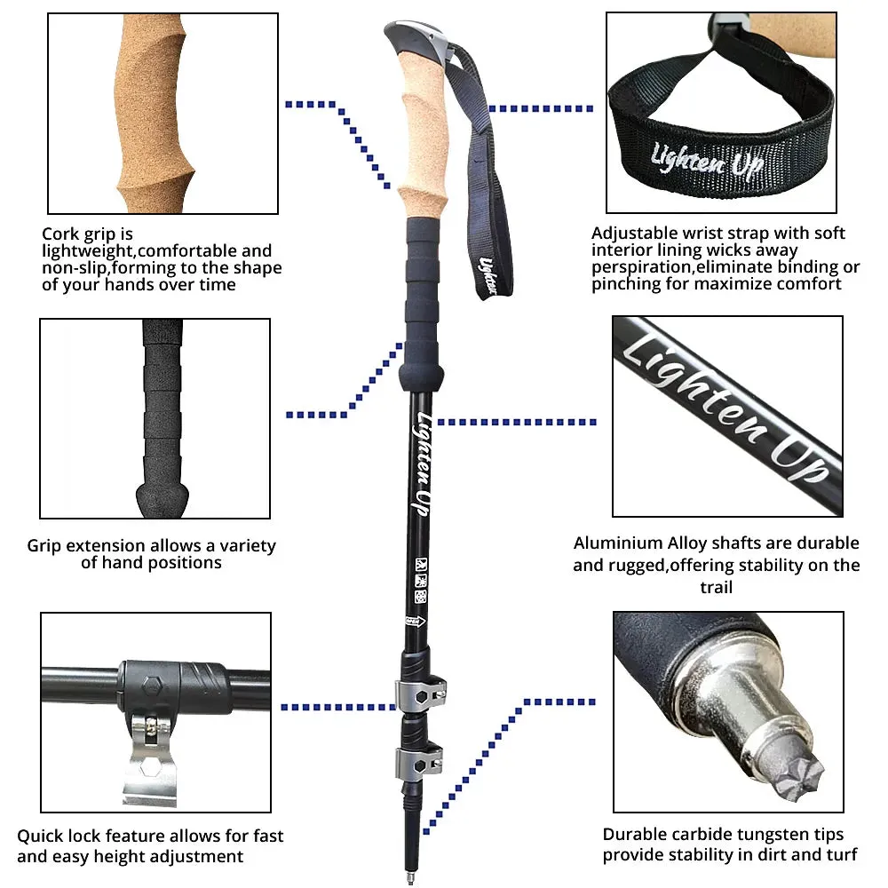 2Pcs Ultra-Light Telescopic Trekking Poles: Folding Aluminum/Carbon