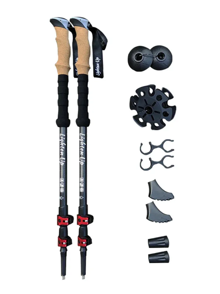 2Pcs Ultra-Light Telescopic Trekking Poles: Folding Aluminum/Carbon