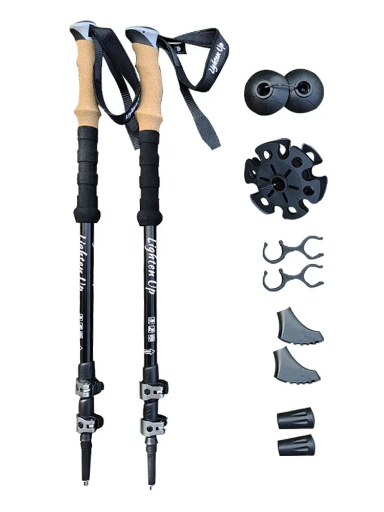 2Pcs Ultra-Light Telescopic Trekking Poles: Folding Aluminum/Carbon