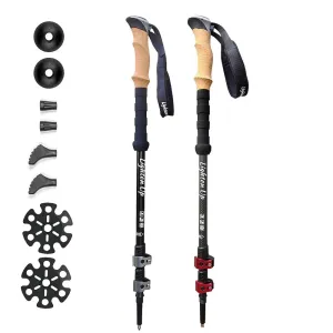 2Pcs Ultra-Light Telescopic Trekking Poles: Folding Aluminum/Carbon