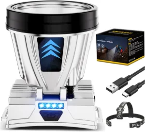 2Set Super Bright Rechargeable High Power Headlamp, LED Headlamp Rechargeable Head Lamp, Outdoor Waterproof Camping Running Portable Headlamp